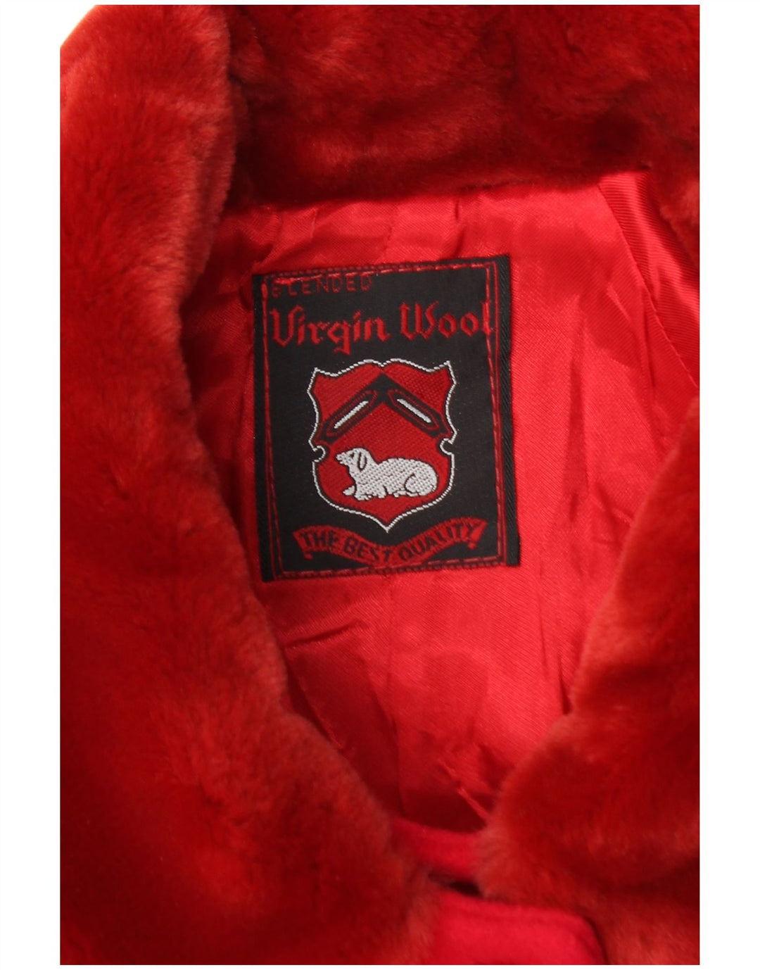 vintage Womens Overcoat UK 20 2XL Laine Vierge Rouge