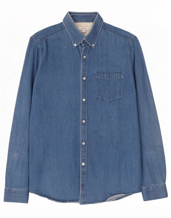 Reiss Homme Chemise En Jean Coupe Slim Petit Bleu Coton
