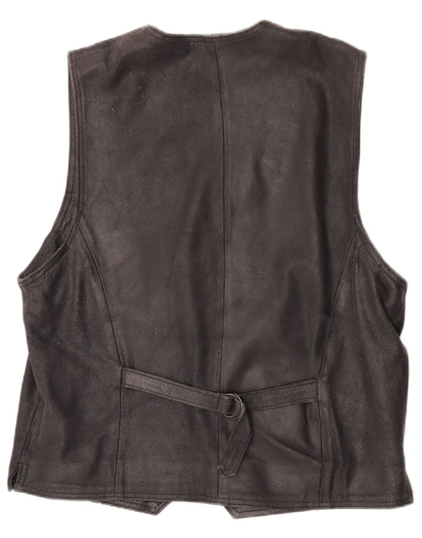 gilet en daim homme vintage IT 48 cuir noir moyen