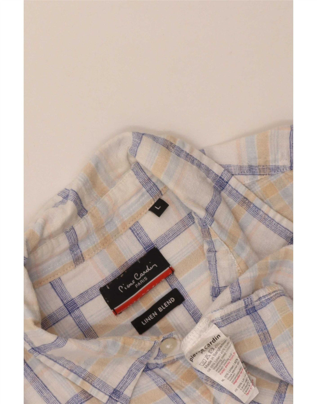 Pierre Cardin Chemise à manches courtes pour homme en coton à carreaux blancs