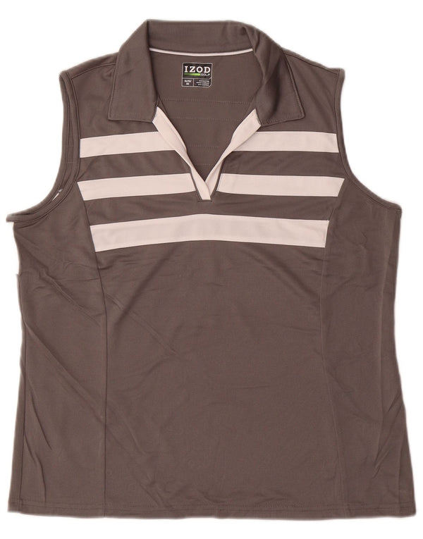 IZOD Polo sans manches pour femme UK 18 XL Gris Colorblock Polyester