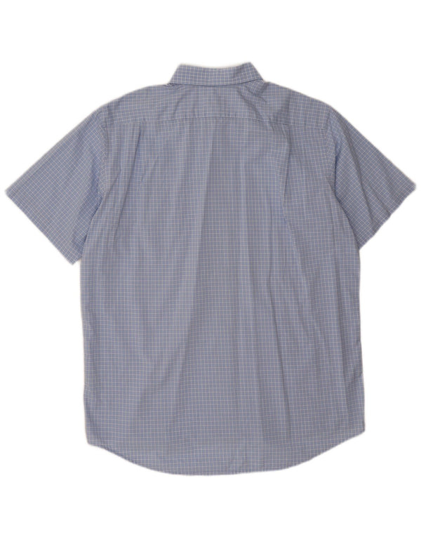 Lacoste Chemise à manches courtes pour hommes Taille 43 XL Bleu Check