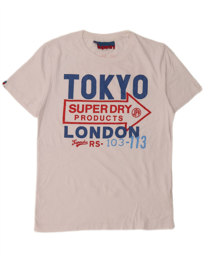 Superdry T-Shirt Graphique Top XL Coton Blanc Homme