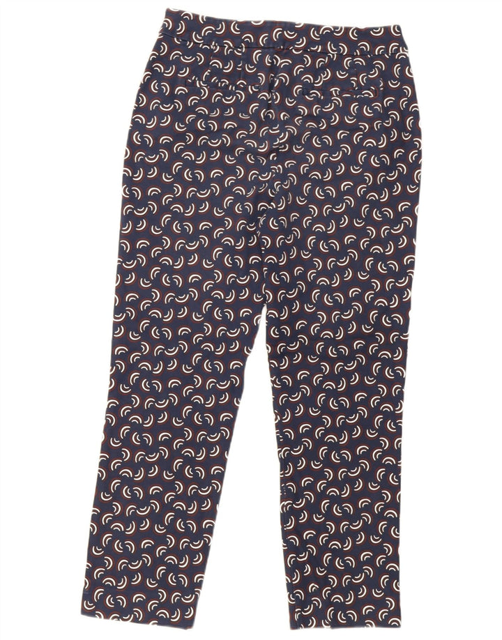 Pantalon Chino à Motif Abstrait Boden Femme UK 12 Medium W30 L27 Bleu Marine