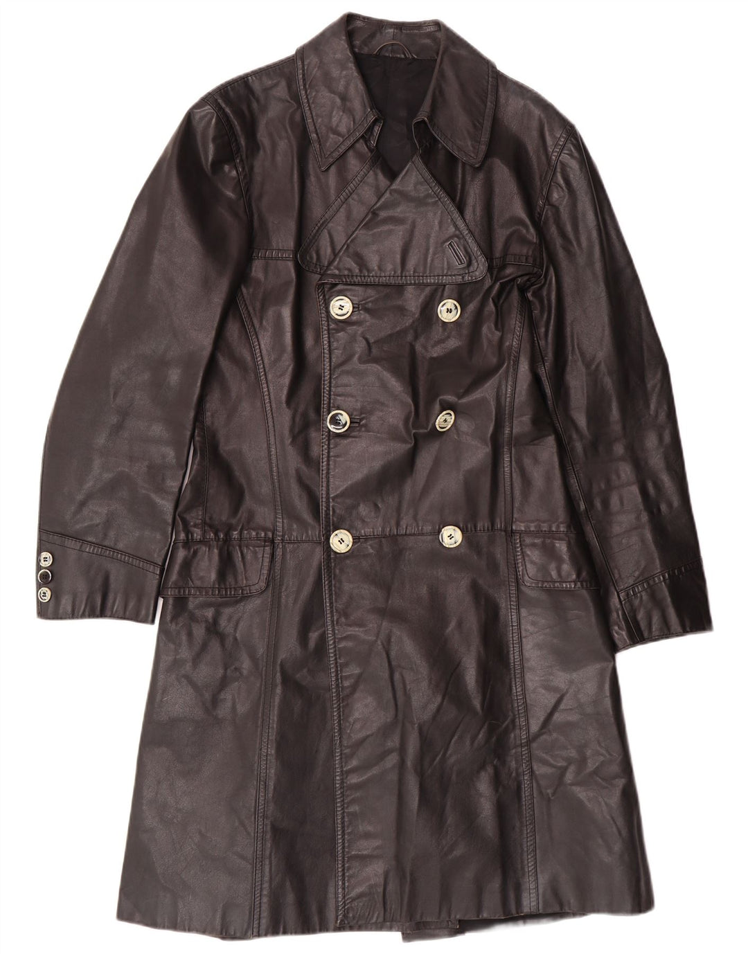 Manteau en cuir homme vintage IT 46 petit cuir noir classique