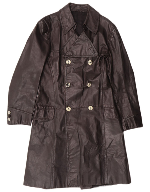 Manteau en cuir homme vintage IT 46 petit cuir noir classique