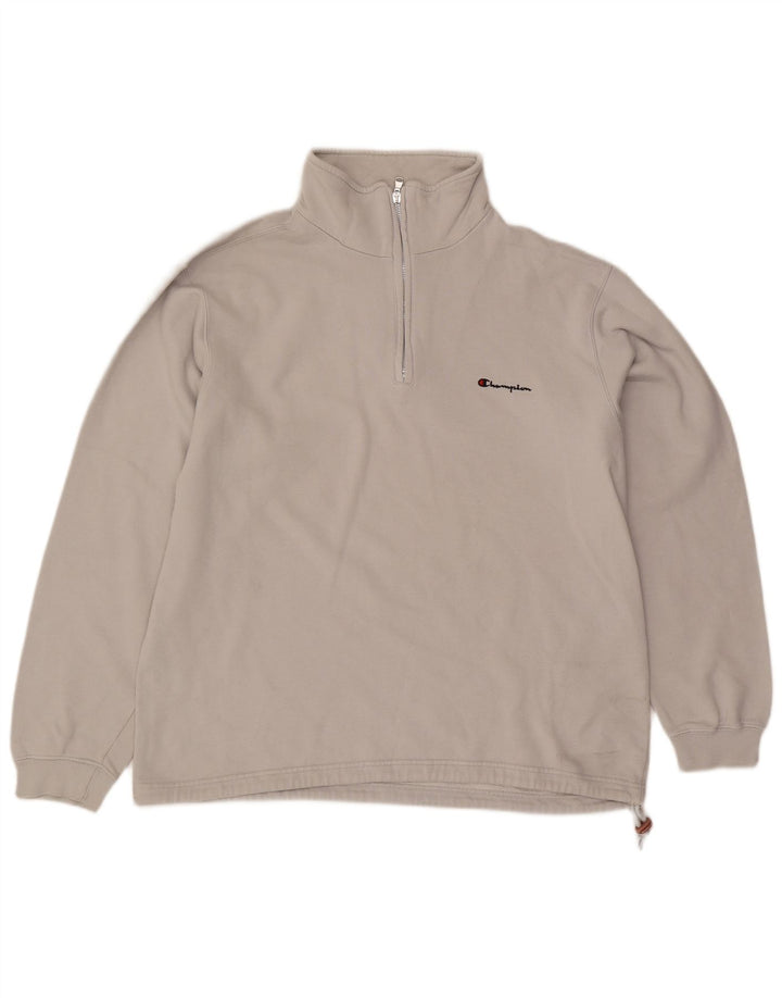 Champion Sweat-shirt à col zippé pour homme XL Gris Coton
