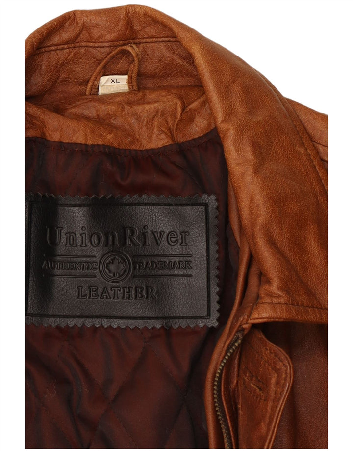 UNION RIVER Veste en cuir pour homme UK 42 XL Cuir marron