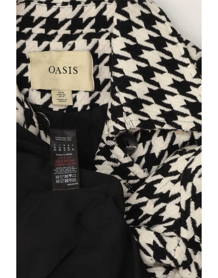 Oasis Manteau Double Boutonnage Femme UK 8 Petit Noir Pied-de-Poule Polyester