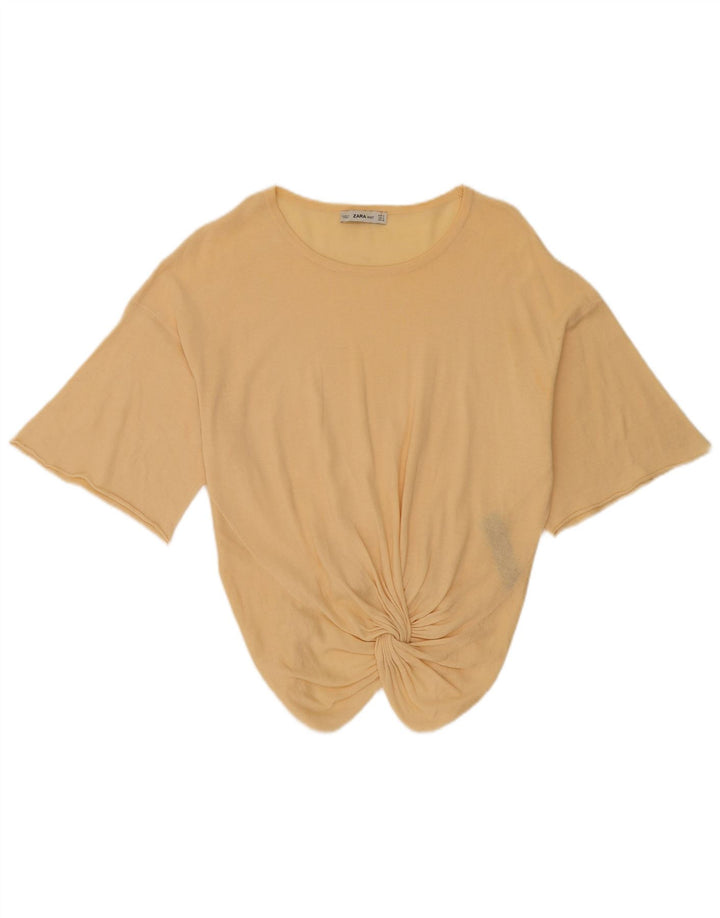 Zara Chemisier à manches 3/4 pour femme UK 14 en coton beige moyen