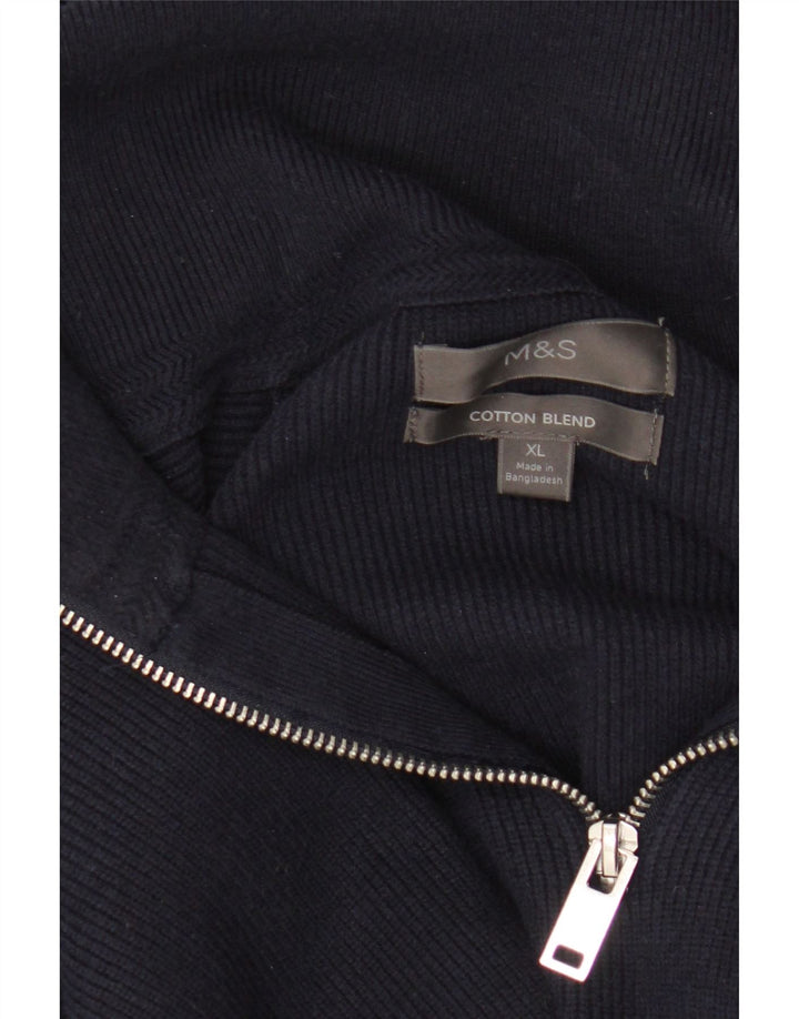 Marks & Spencer Pull col zippé pour homme XL en coton bleu marine