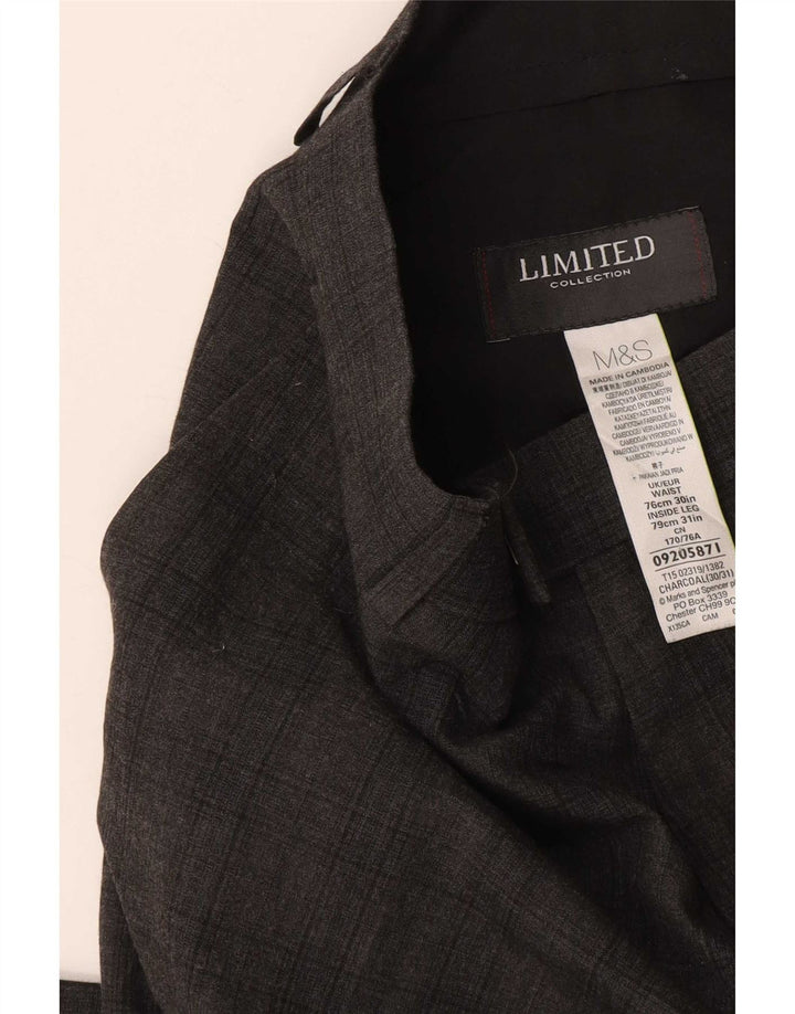 Marks & Spencer Pantalon de costume slim pour homme W30 L31 Gris à carreaux Polyester