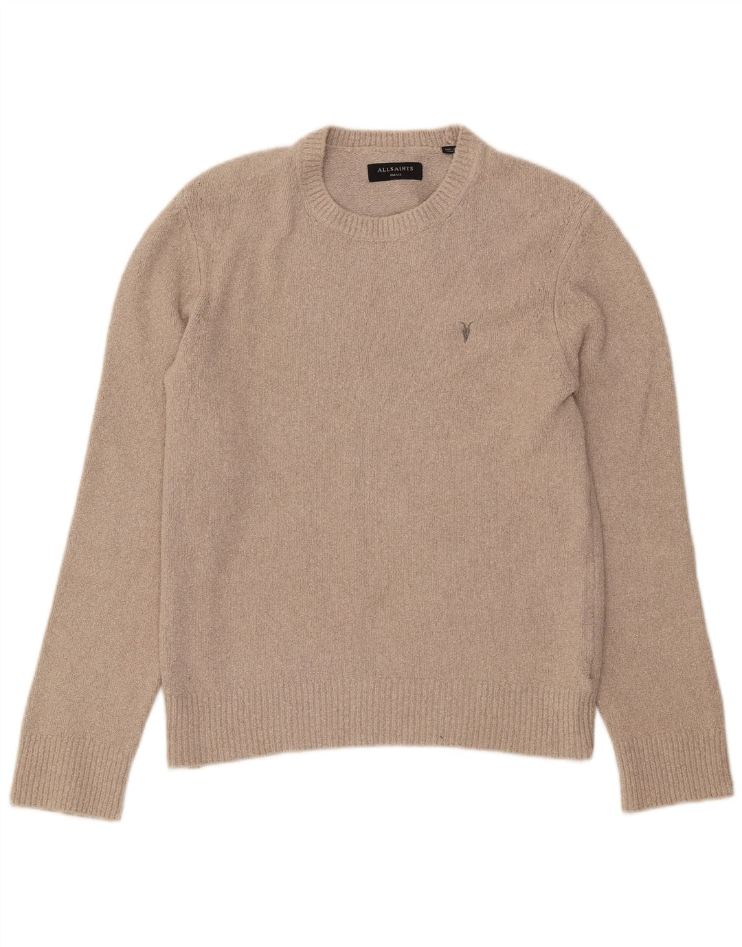 ALL SAINTS Pull col rond homme petit coton beige
