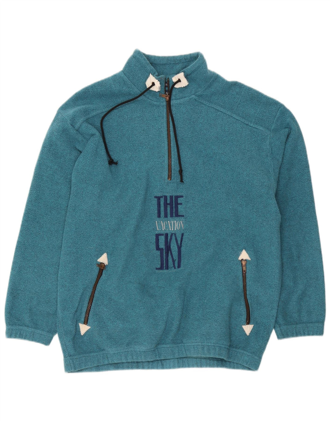 Campagnolo Pull Polaire Graphique Col Zippé Homme IT 48 Bleu Moyen