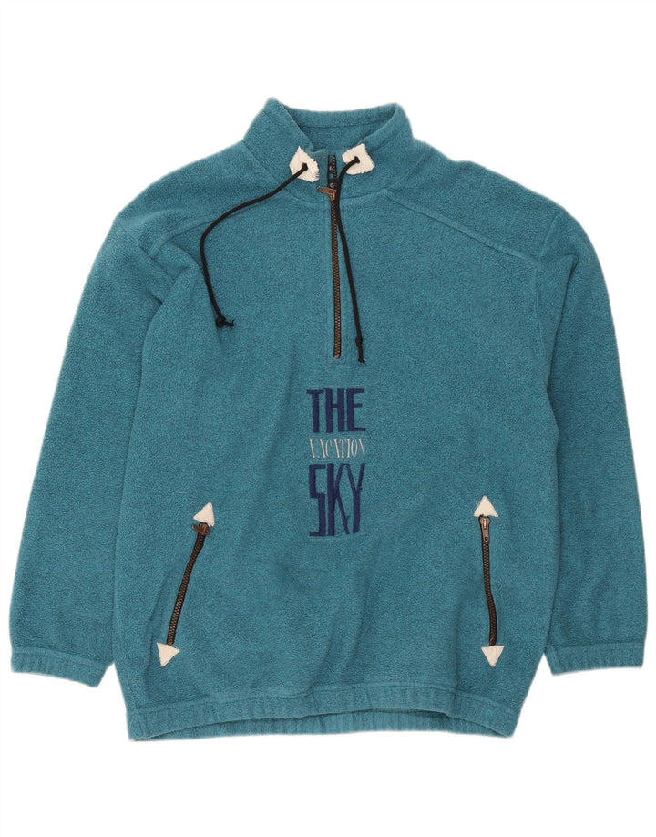 Campagnolo Pull Polaire Graphique Col Zippé Homme IT 48 Bleu Moyen