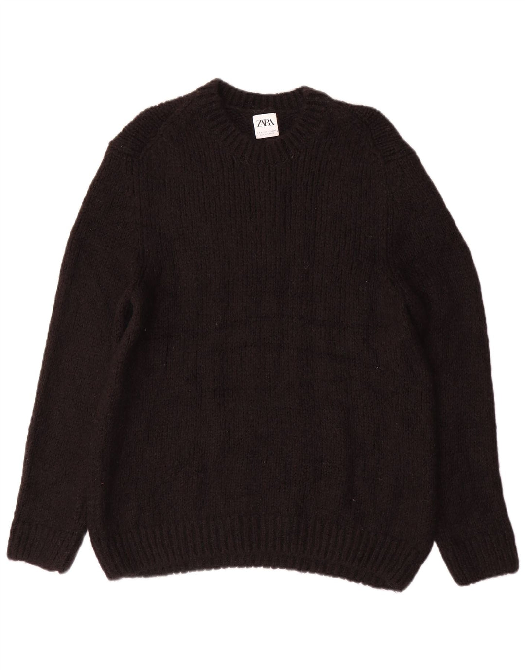 Zara Pull à col ras du cou pour homme, grand, noir, polyester