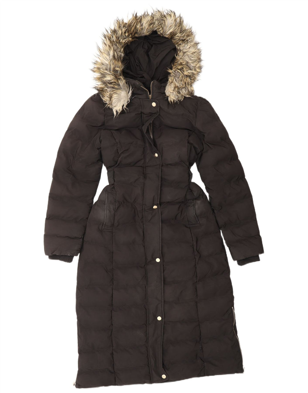 OASIS Manteau rembourré à capuche pour femme UK 12 Medium Noir Polyester