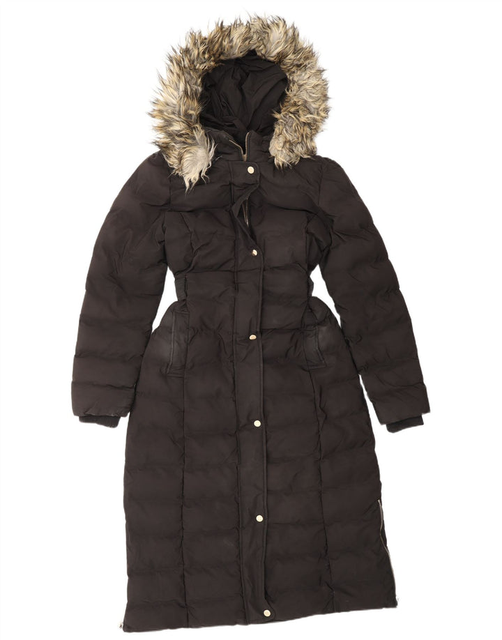 OASIS Manteau rembourré à capuche pour femme UK 12 Medium Noir Polyester