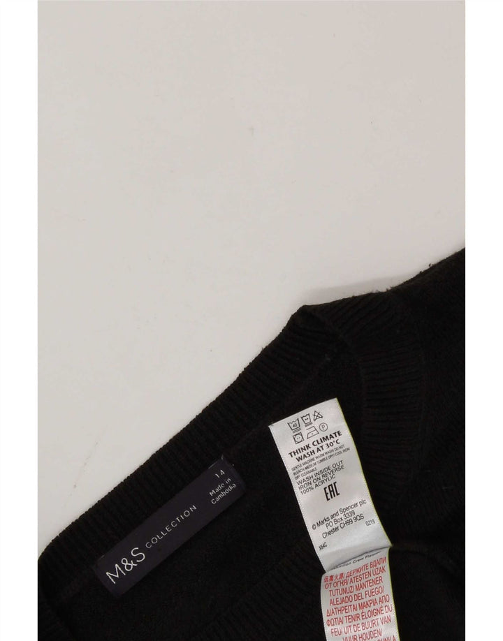 Marks & Spencer Pull à col rond pour femme UK 14 Acrylique noir moyen