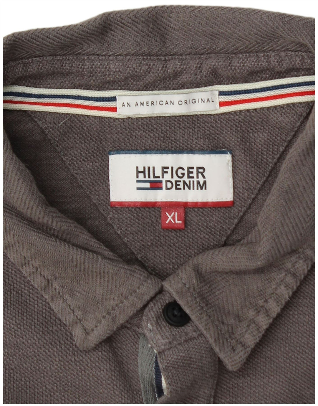 TOMMY HILFIGER Polo Graphique à Manches Longues Homme XL Gris