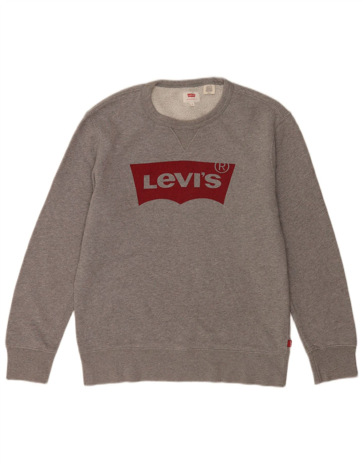 Levi's Graphic Sweatshirt Jumper Small Homme Gris Coton