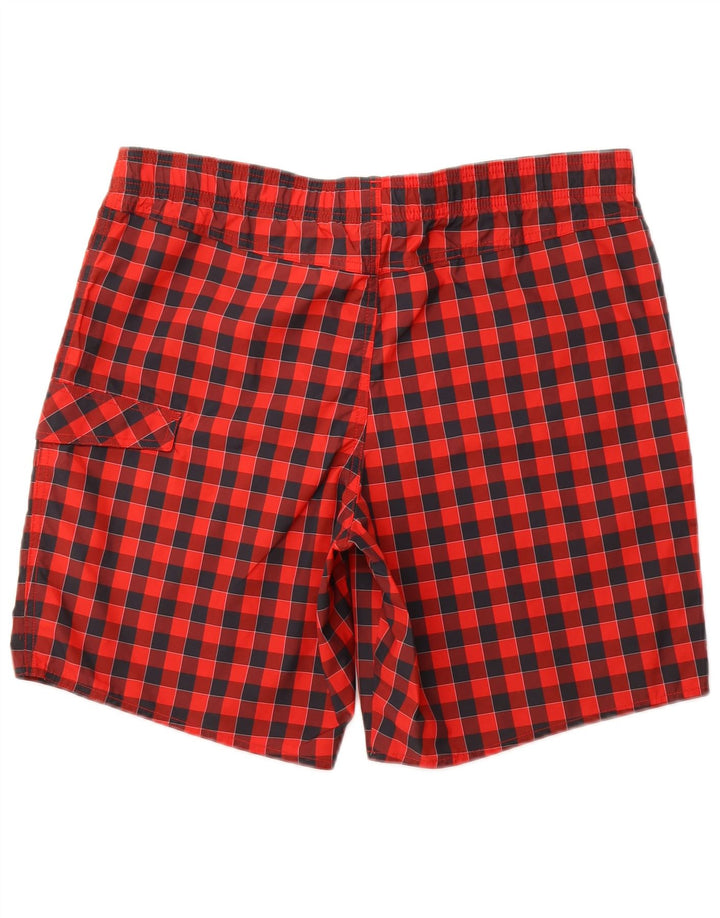 ADIDAS Short de bain homme en polyester vichy rouge moyen