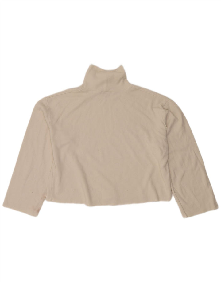 Zara Femme Haut Court Oversize Manches Longues UK 14 Coton Blanc Moyen