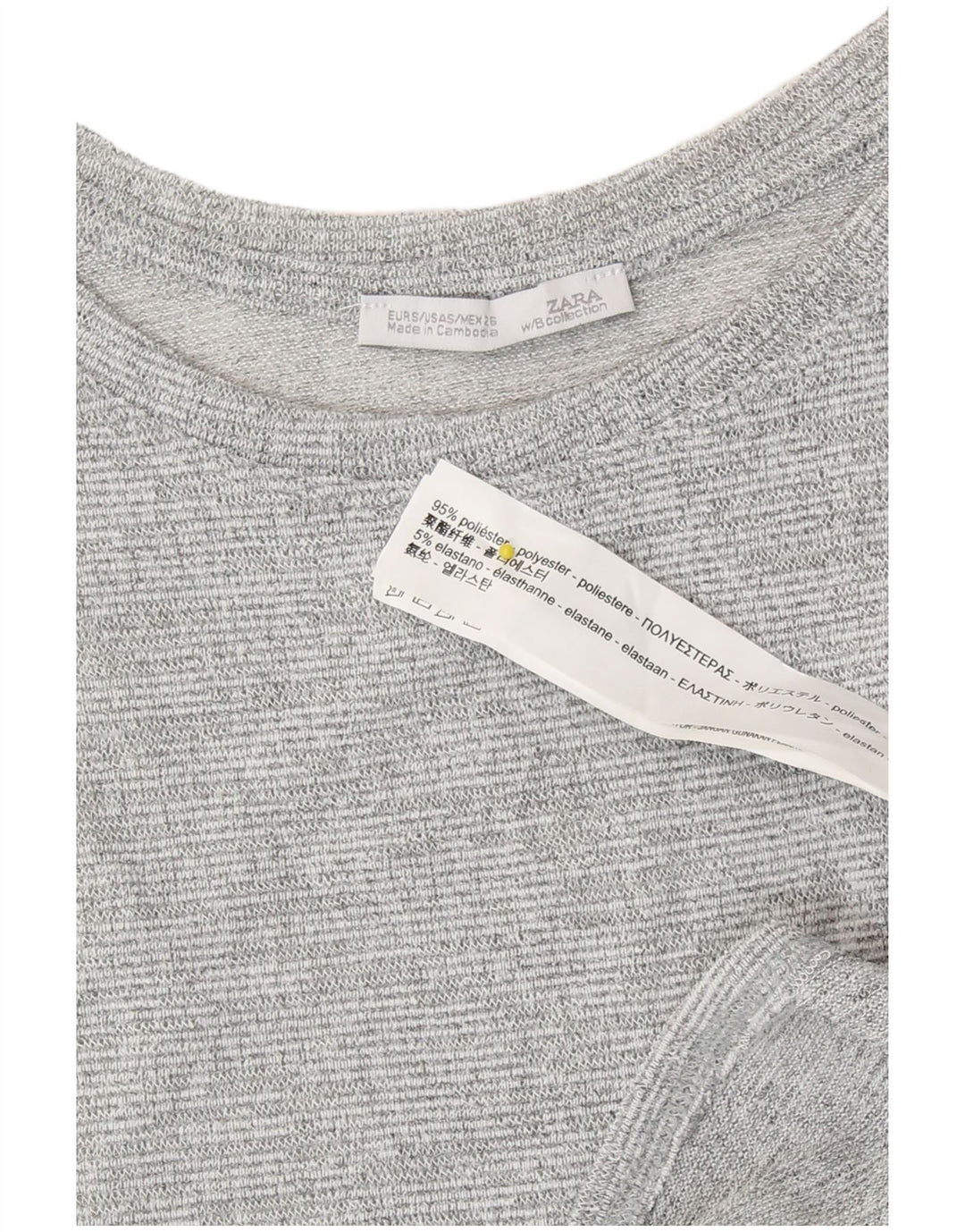 Zara Womens Longline Top Manches Longues UK 10 Petit Gris Moucheté Polyester