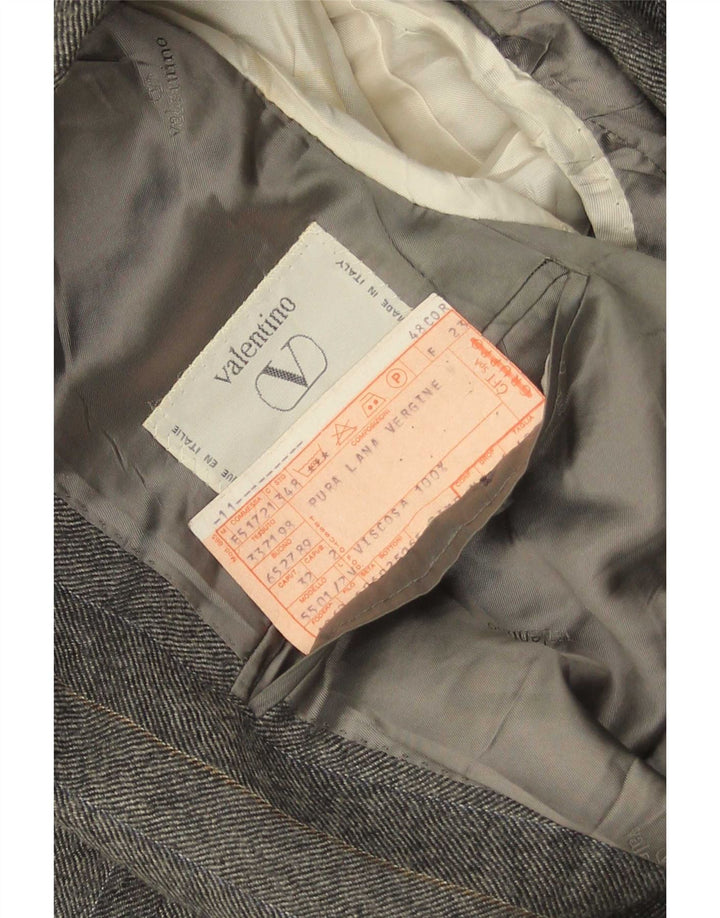 Valentino Veste Blazer 2 Boutons Homme IT 48 Laine Vierge Rayée Gris Moyen
