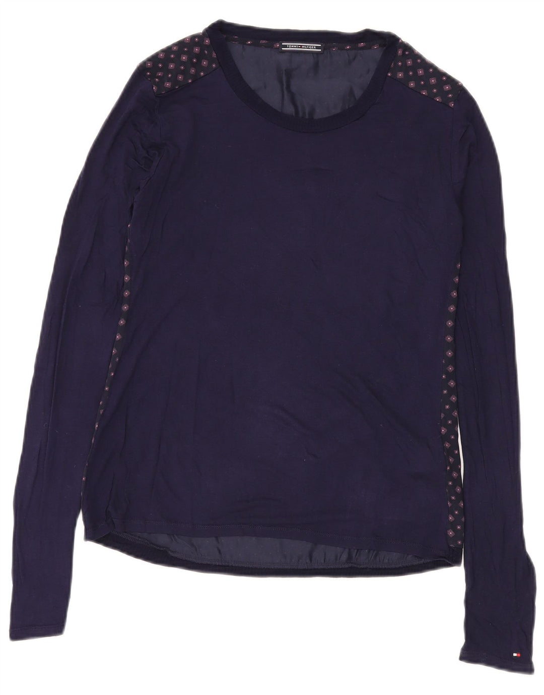 Tommy Hilfiger Haut à manches longues pour femme UK 12 Bleu marine moyen géométrique