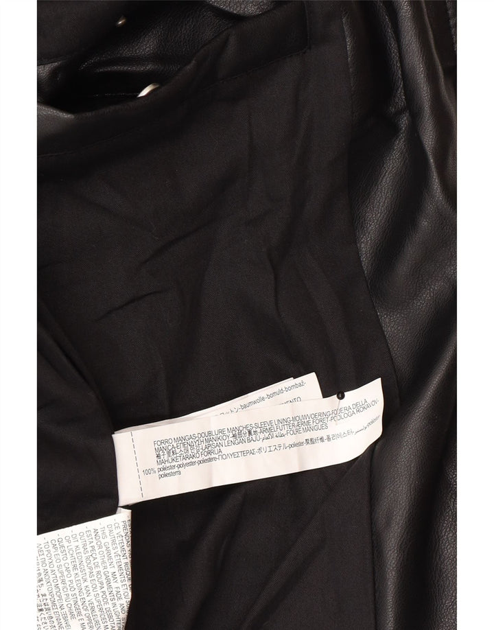 Zara Veste en simili cuir pour homme UK 42 XL Noir Polyester