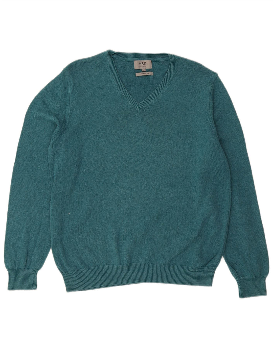 MARKS & SPENCER Pull col V pour homme en coton bleu Taille L