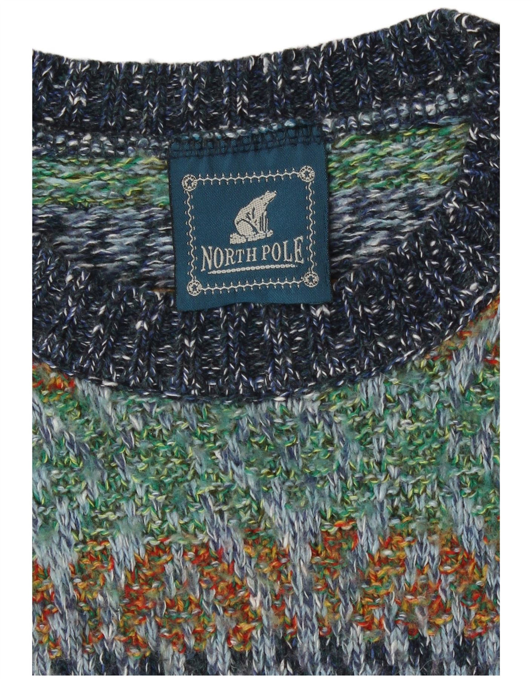 North Pole Pull à col rond pour homme Grand motif géométrique multicolore
