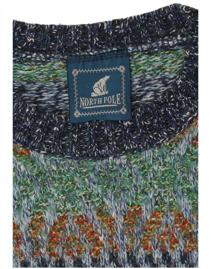 North Pole Pull à col rond pour homme Grand motif géométrique multicolore