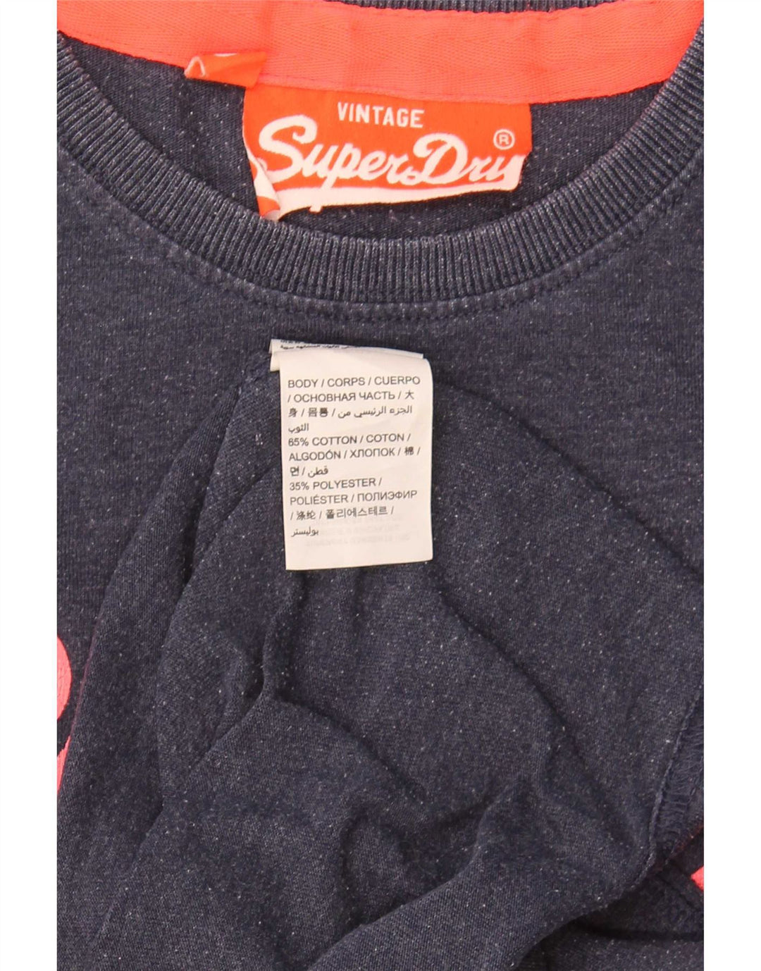 Superdry Homme T-Shirt Graphique Top Petit Bleu Marine Coton
