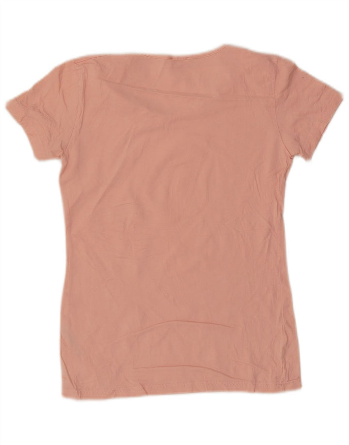 Kappa T-Shirt Femme Top UK 12 Rose Moyen Coton