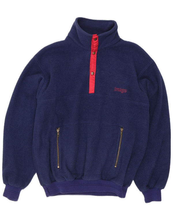 Malden Pull polaire à col boutonné pour homme Bleu Taille L
