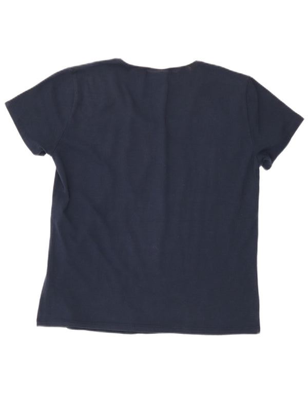 Trussardi Jeans T-Shirt Femme UK 18 XL Bleu Marine Colourblock Coton