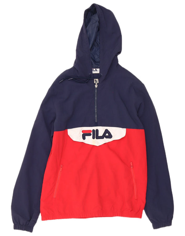 Fila Veste de survêtement à capuche graphique pour homme, petit, bleu marine, color block