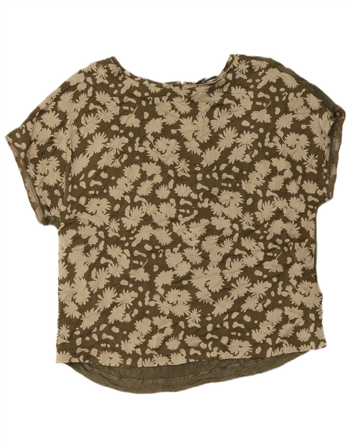 Marks & Spencer T-Shirt Femme Top UK 14 Grand Vert Floral Polyester