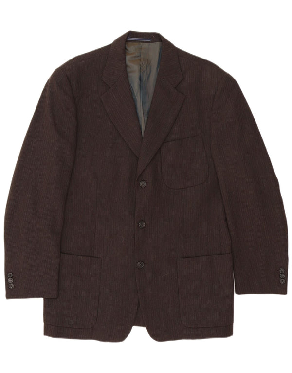 Trussardi Veste Blazer 3 Boutons IT 50 Large Marron En Acétate À Fines Rayures Homme