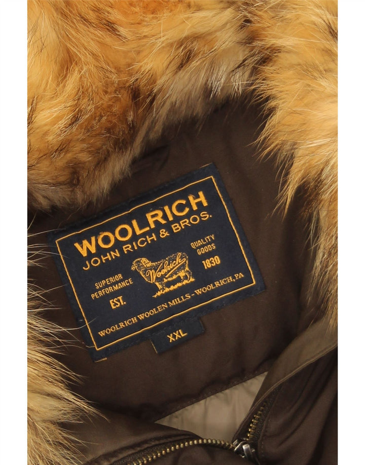 Woolrich Manteau Rembourré Femme UK 20 2XL Kaki Coton