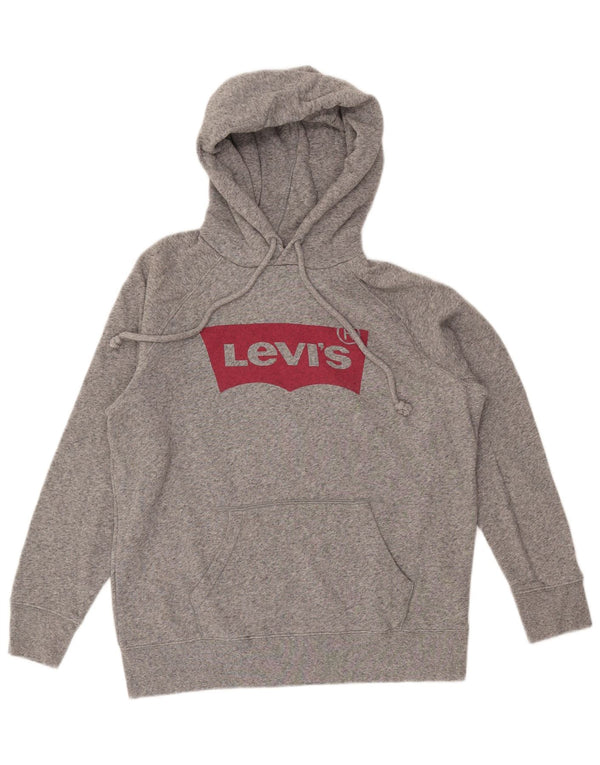 LEVI'S Pull à capuche graphique surdimensionné pour femme UK 10 Petit gris moucheté