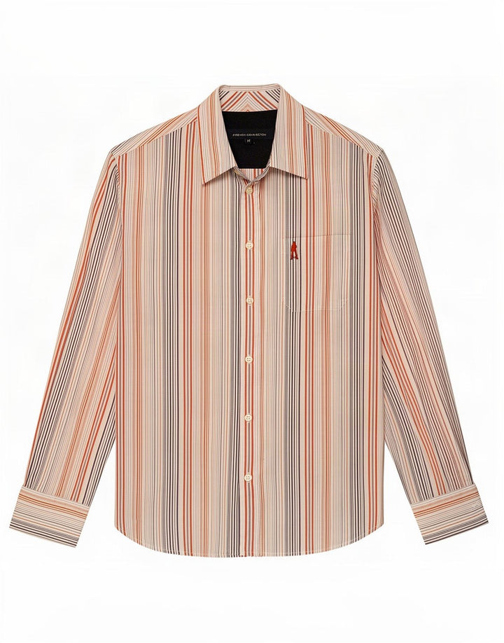 French Connection Chemise Homme Coton Rayé Blanc Moyen