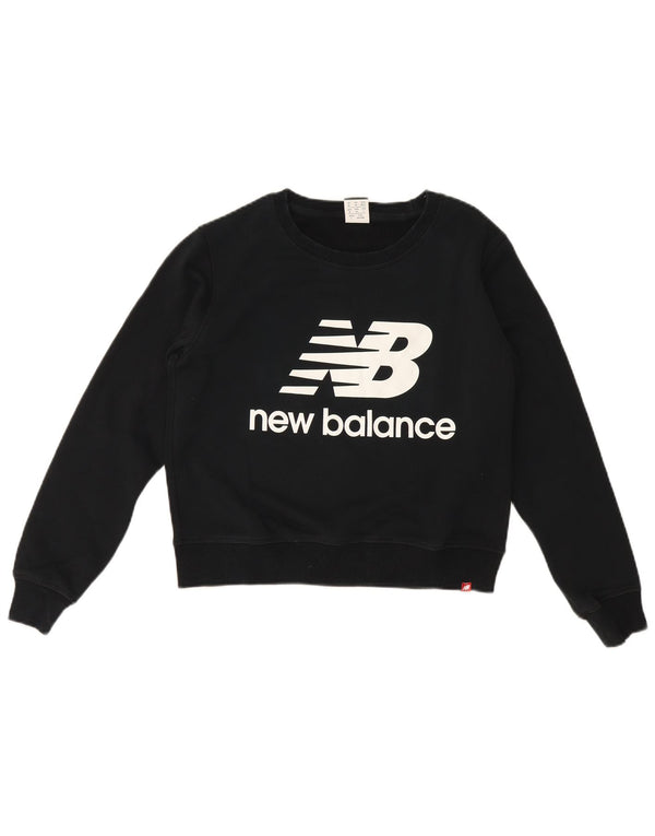 New Balance Sweat-shirt court graphique pour femme UK 14 en coton noir moyen