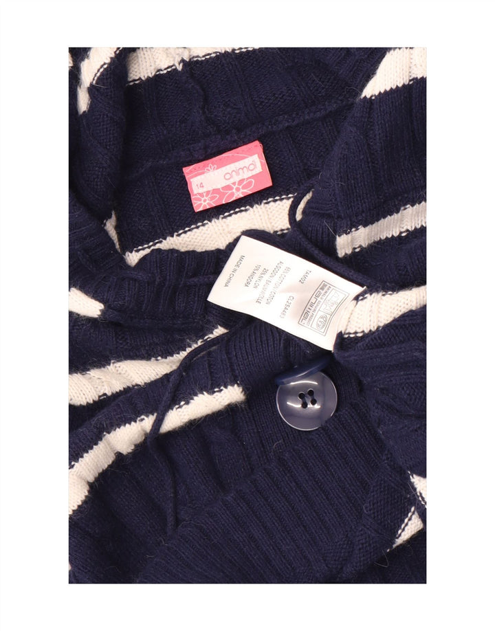 Animal Pull à col boutonné pour femme UK 14 Bleu marine moyen rayé