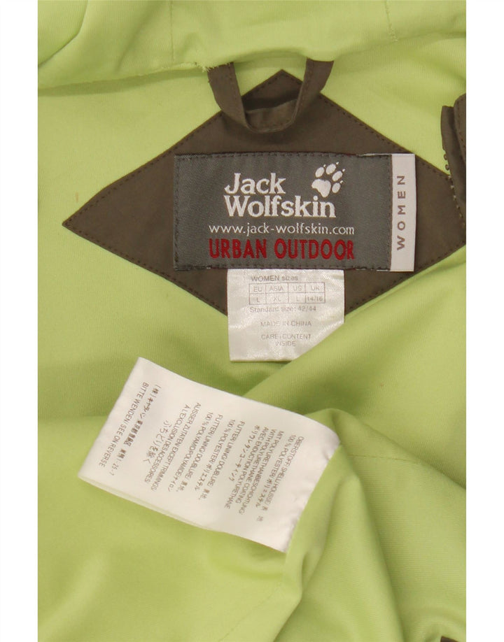 Jack Wolfskin Veste de pluie à capuche pour femme UK 14/16 Large Kaki Polyester