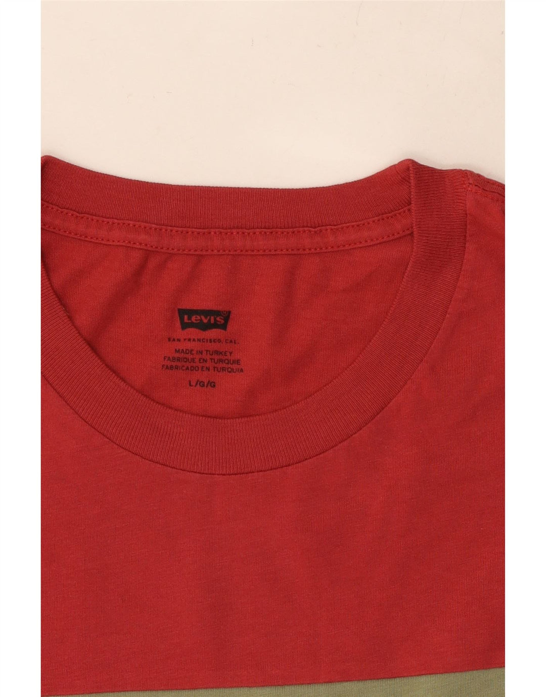 LEVI'S T-Shirt Graphique Homme Large Rouge Colourblock
