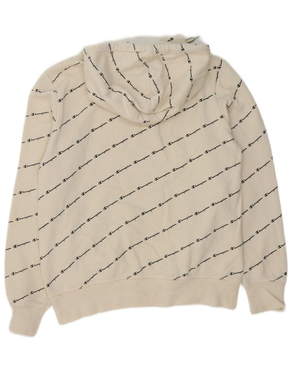 Champion Pull à capuche graphique pour femme UK 14 Coton blanc moyen