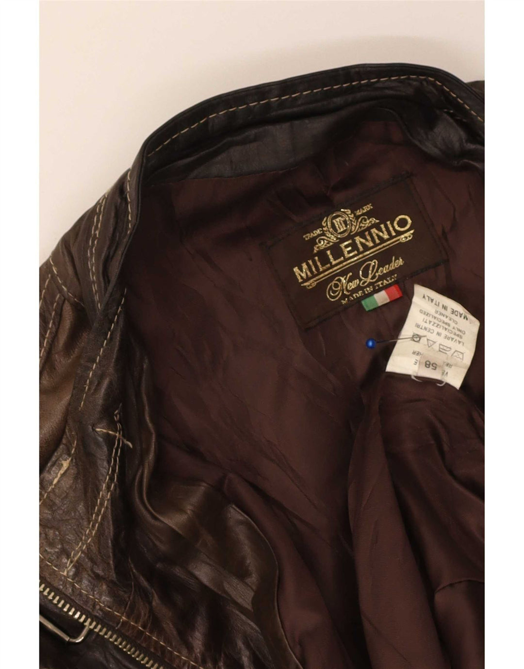 veste en cuir homme vintage UK 40 Grand cuir brun